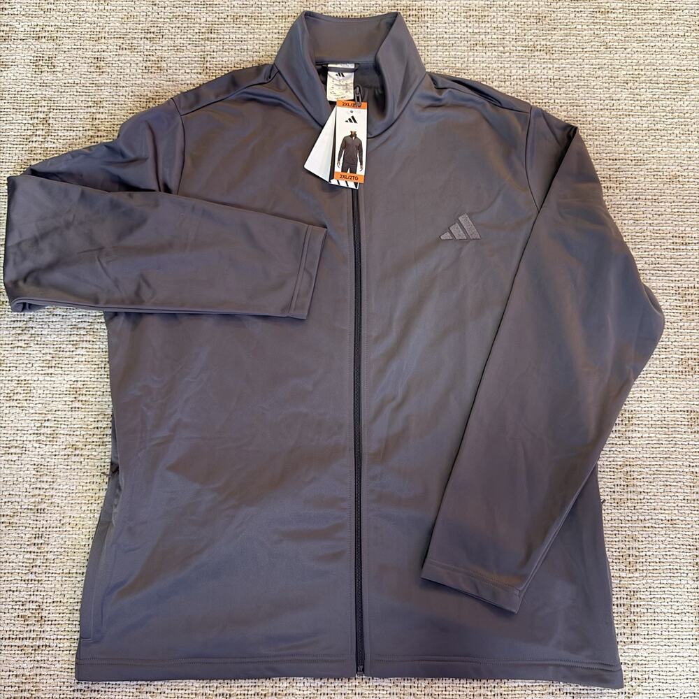 Adidas Gray Full Zip Tricot Performance Athletic Sporty Track Jacket Size 2XL